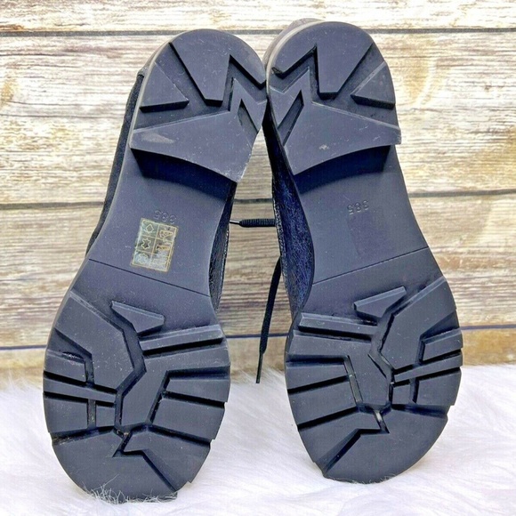 Everybody by BZ Moda Black Patchwork Leather Lace Up Sz 8.5 38.5 Ankle Boots - Picture 11 of 12